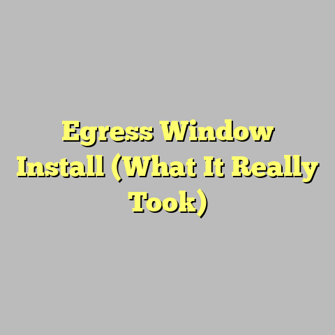 Egress Window Install (What It Really Took)