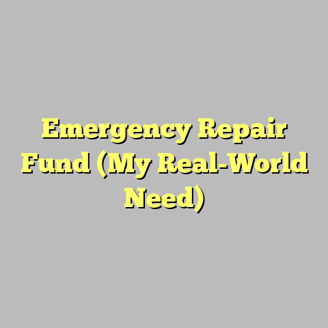 Emergency Repair Fund (My Real-World Need)