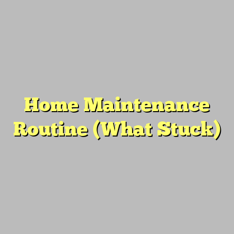 Home Maintenance Routine (What Stuck)