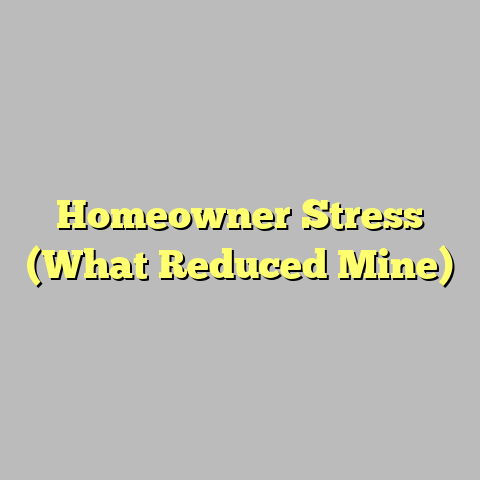 Homeowner Stress (What Reduced Mine)
