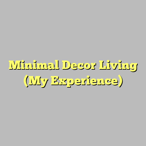 Minimal Decor Living (My Experience)