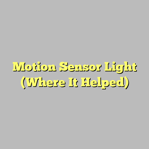 Motion Sensor Light (Where It Helped)