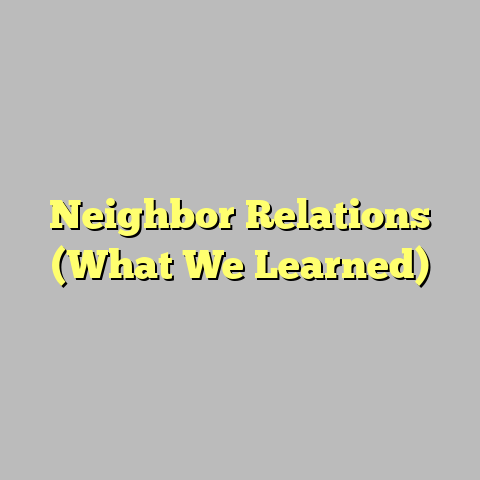 Neighbor Relations (What We Learned)