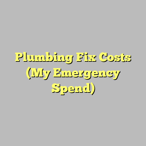 Plumbing Fix Costs (My Emergency Spend)