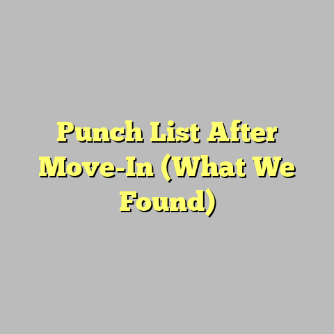 Punch List After Move-In (What We Found)