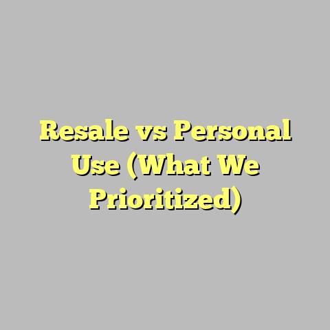 Resale vs Personal Use (What We Prioritized)