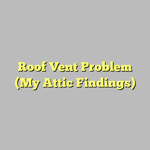 Roof Vent Problem (My Attic Findings)