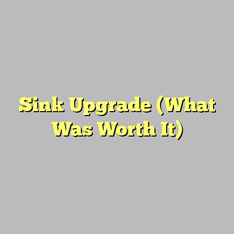 Sink Upgrade (What Was Worth It)