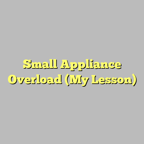 Small Appliance Overload (My Lesson)