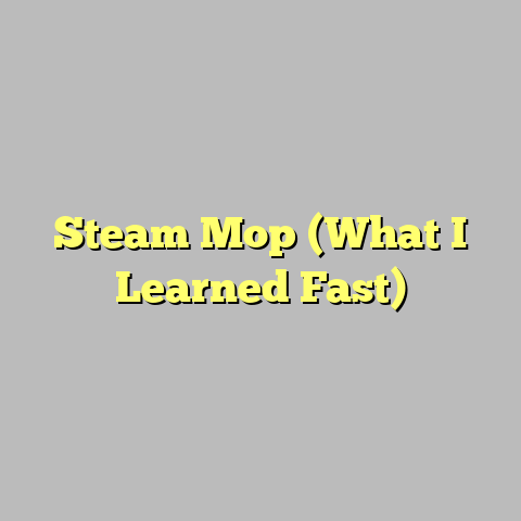 Steam Mop (What I Learned Fast)