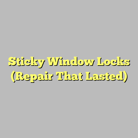 Sticky Window Locks (Repair That Lasted)