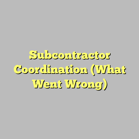Subcontractor Coordination (What Went Wrong)