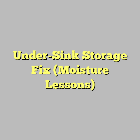 Under-Sink Storage Fix (Moisture Lessons)