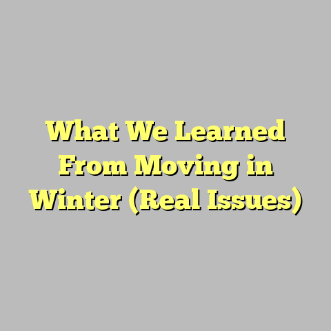 What We Learned From Moving in Winter (Real Issues)