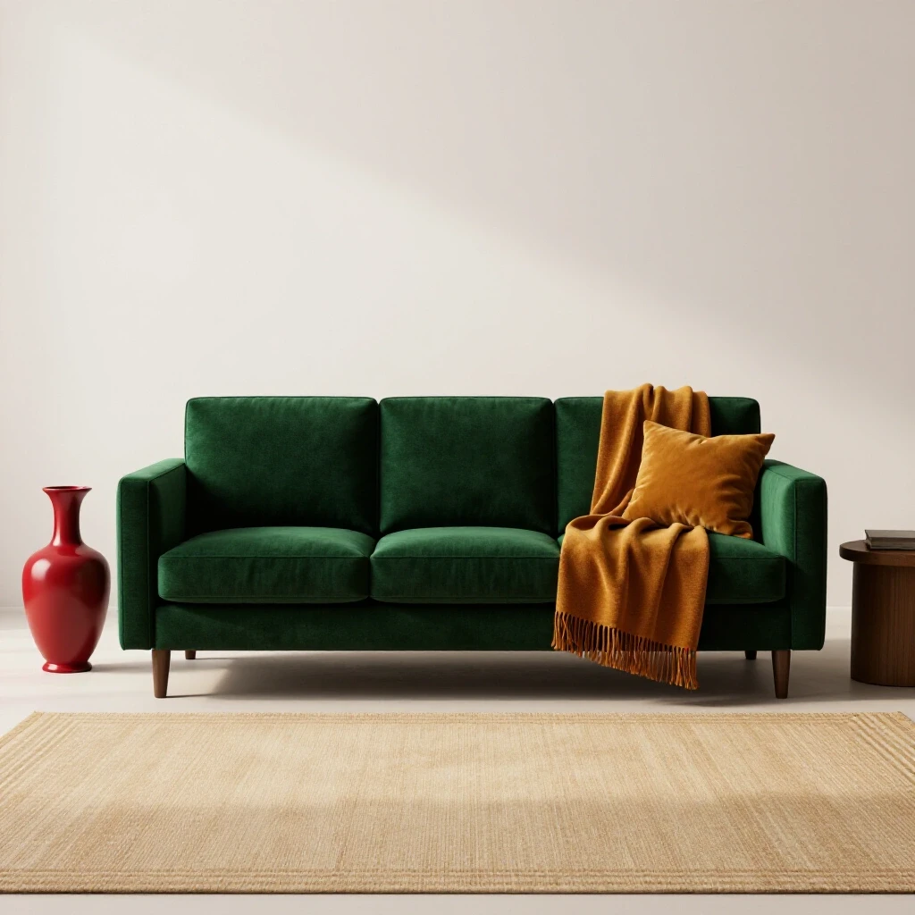 Cozy living room decorated with luxurious and budget-friendly decor elements in rich colors.