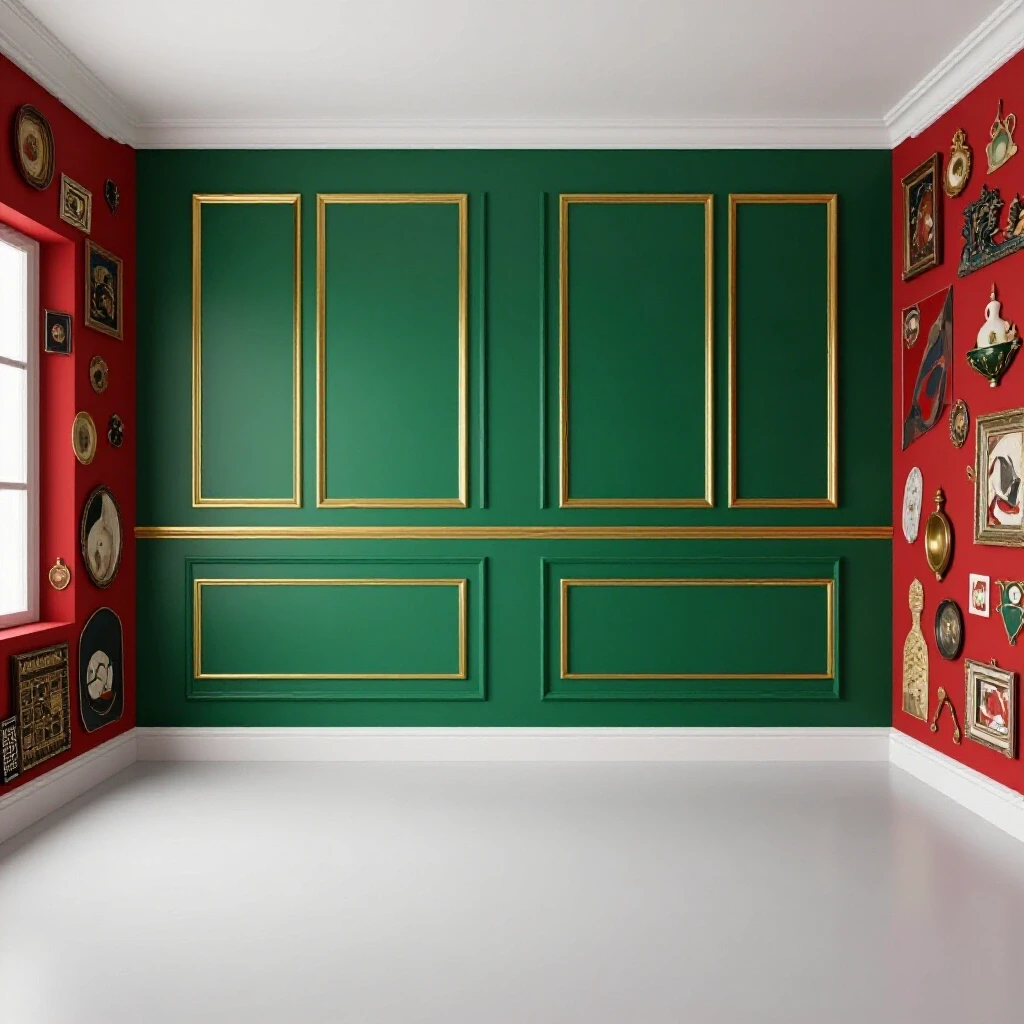 Split image of a room with one side featuring a perfect accent wall and the other side a chaotic, clashing accent wall design.