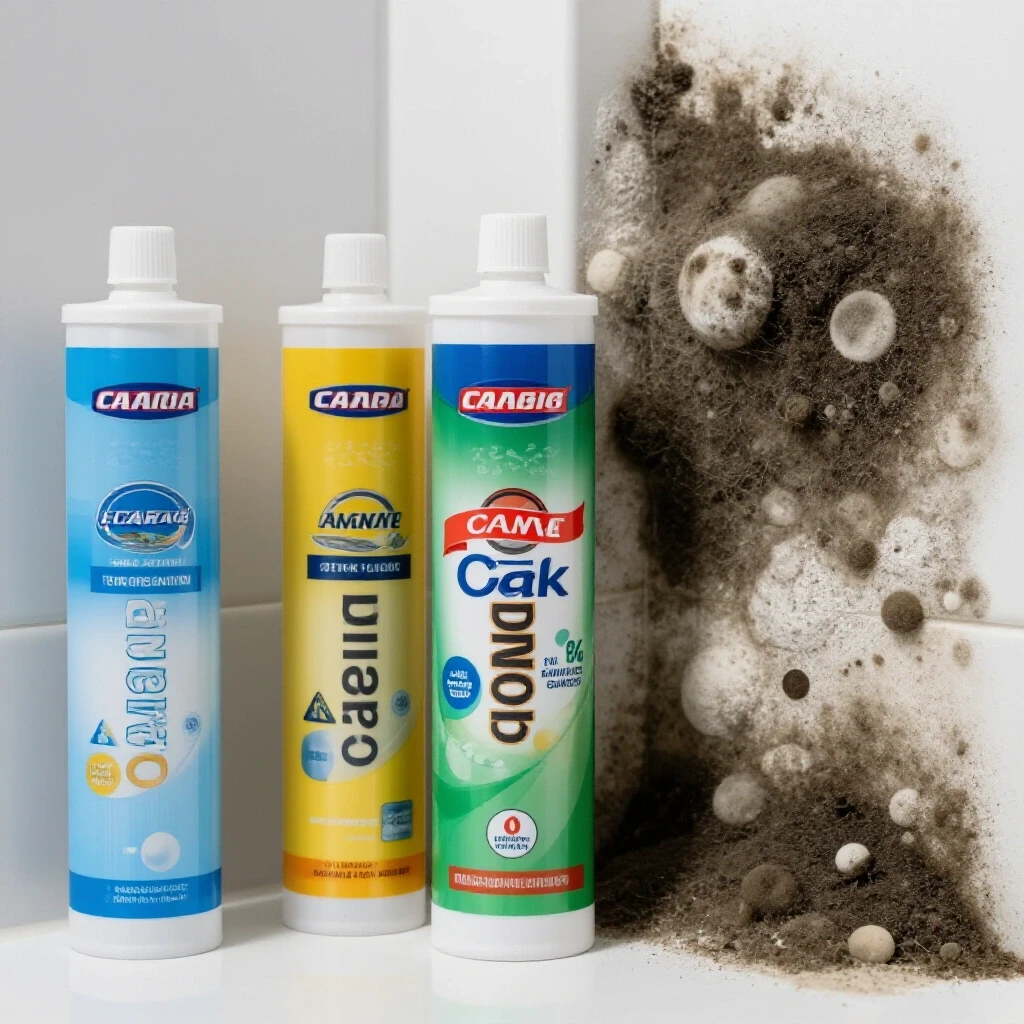 Comparison of a clean, mold-free bathroom corner and a dark, mold-infested area highlighting caulk effectiveness.