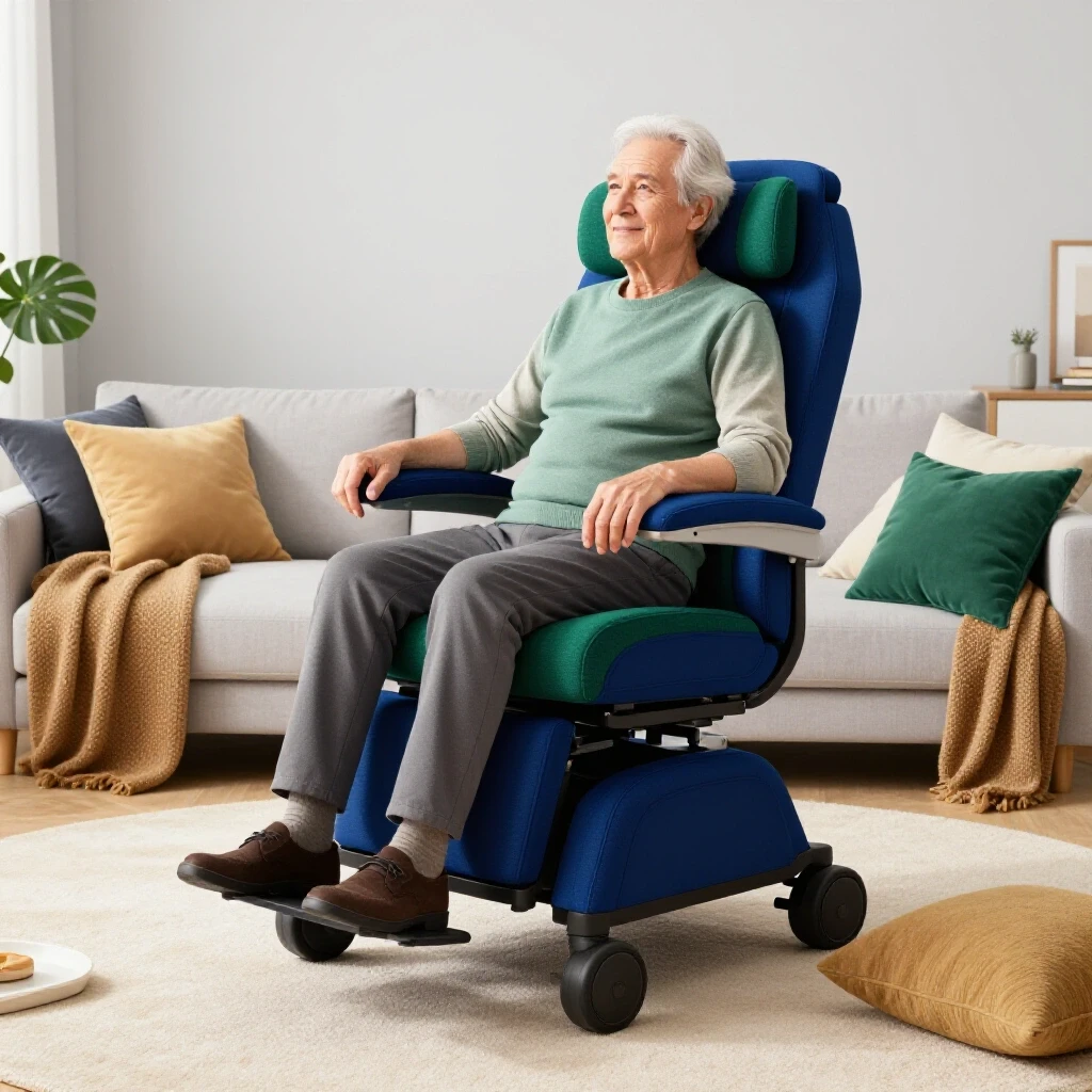 A cozy living space showcasing an ergonomic assistive device for seniors, emphasizing comfort and usability.
