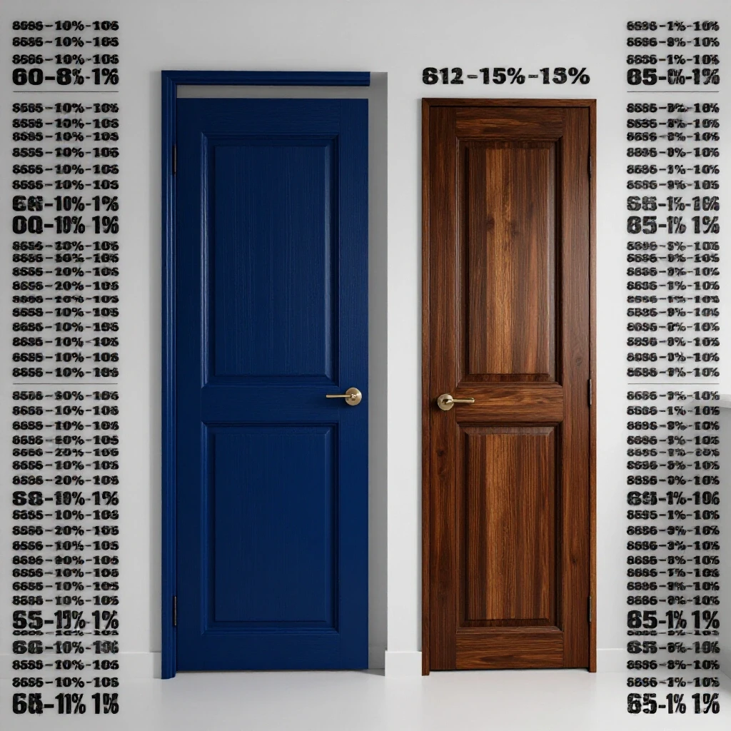 Comparison of a modern and vintage pantry door showcasing different textures and styles in a bright kitchen setting.