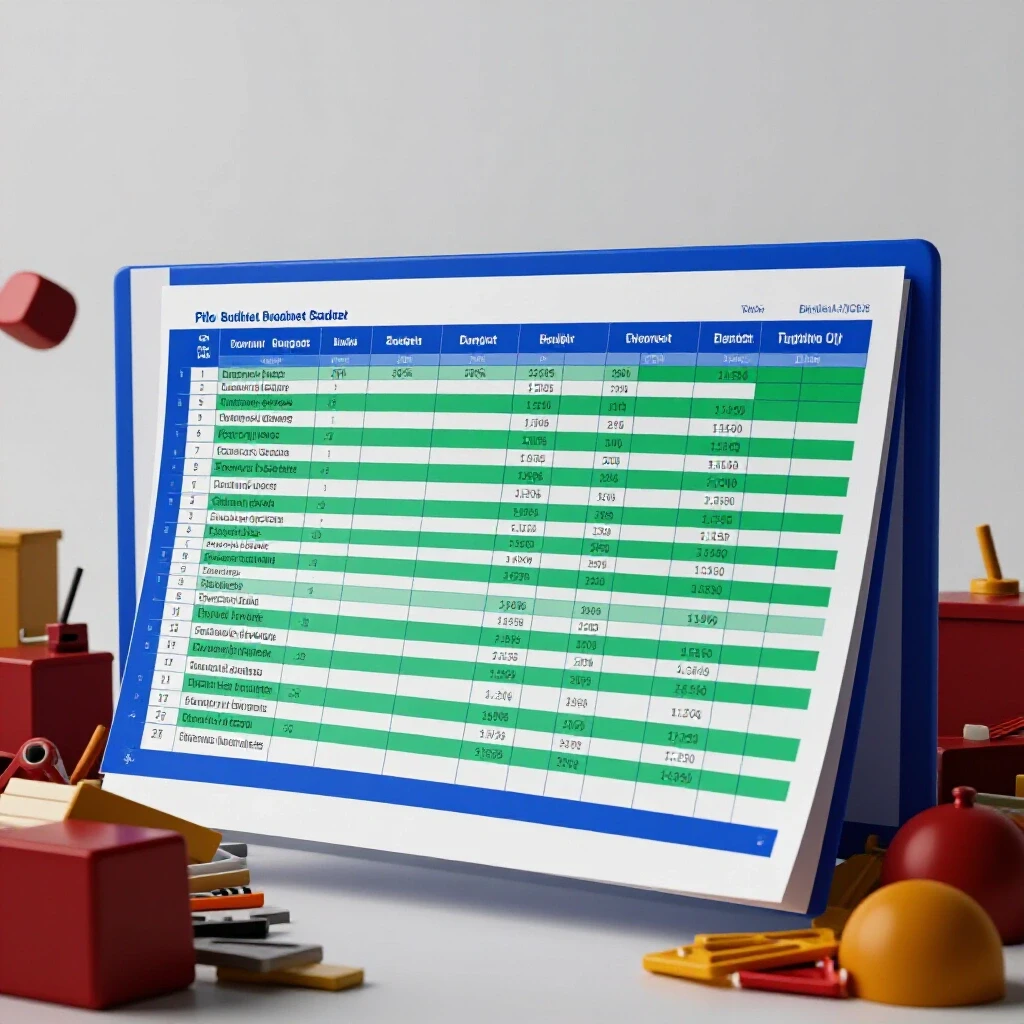 A vibrant budget spreadsheet contrasting against a cluttered home setting, illustrating financial control and chaos.