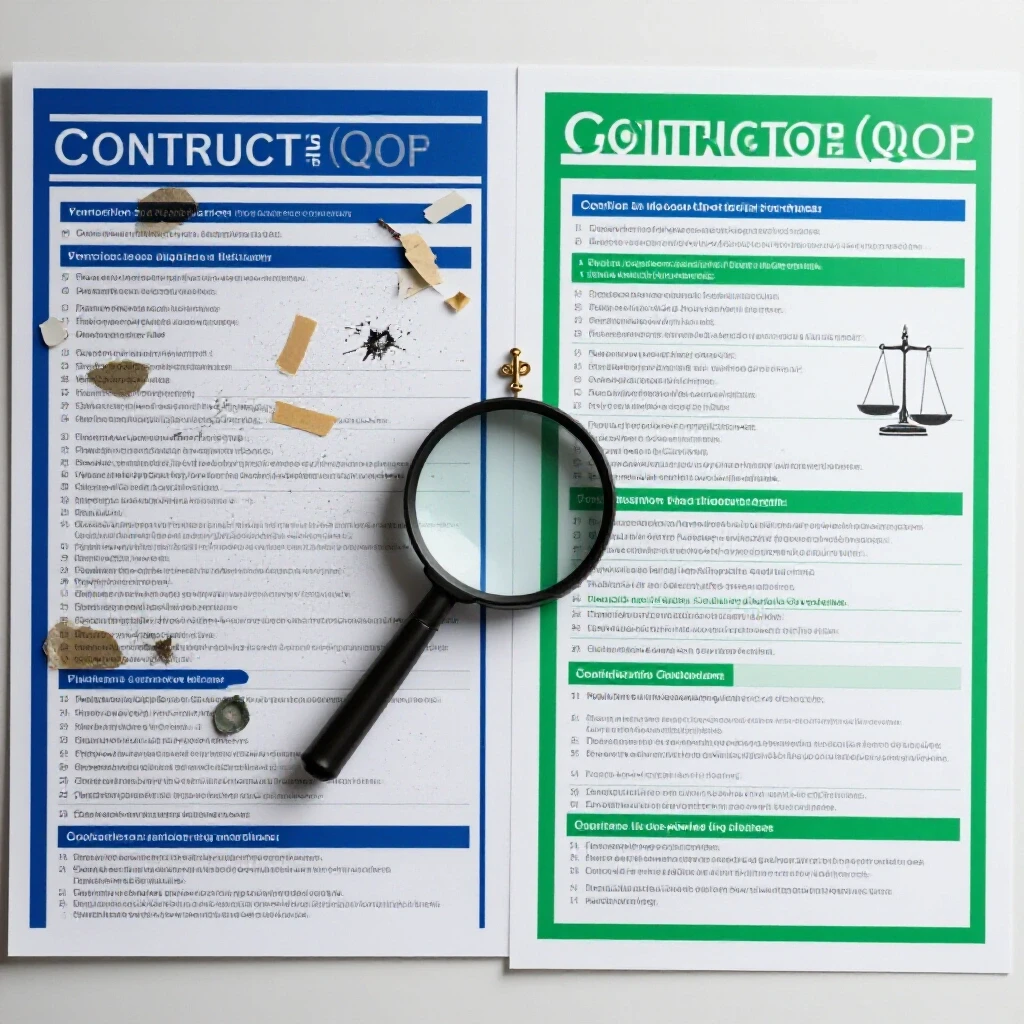 Side-by-side comparison of chaotic and organized contractor quotes, featuring metaphors for evaluation.