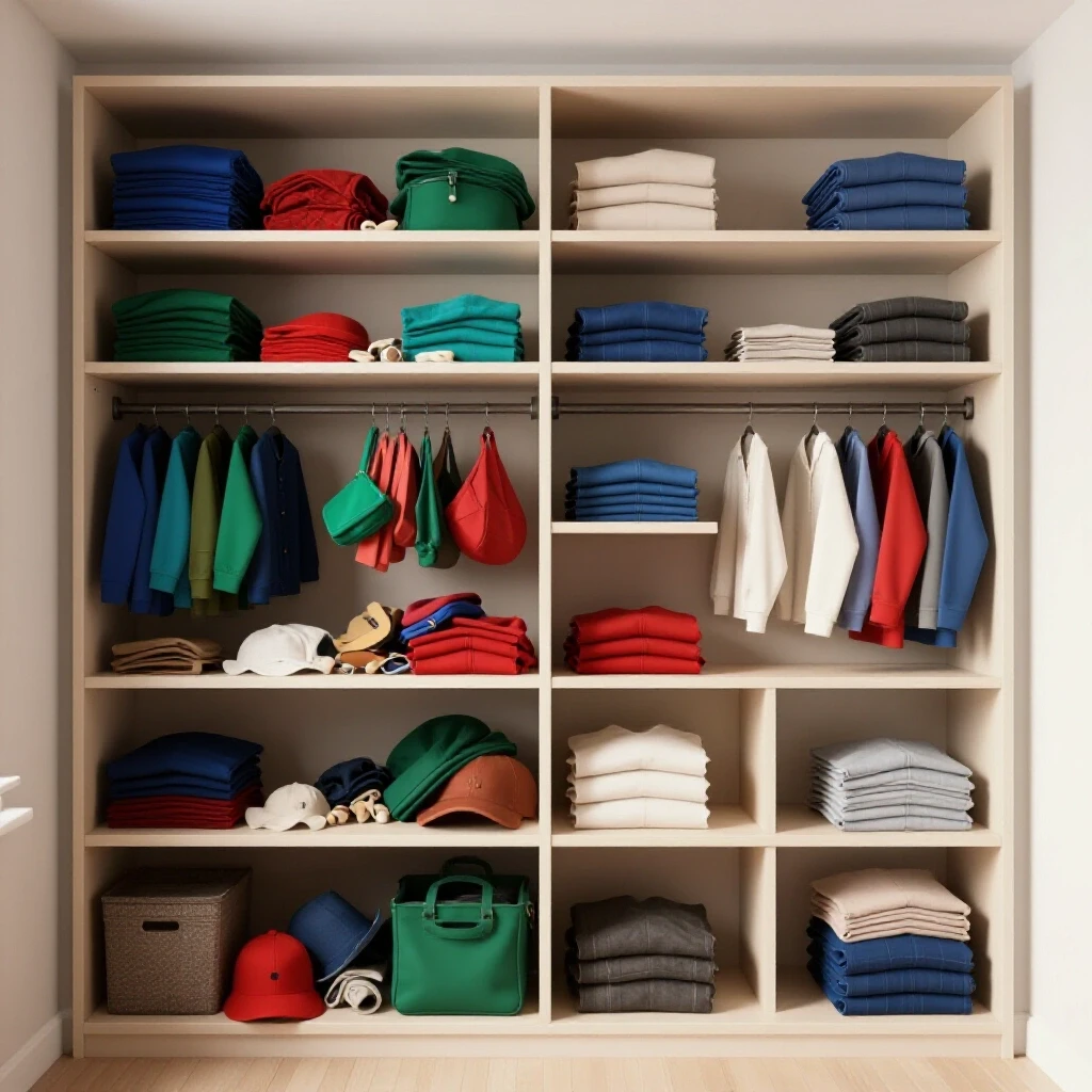 A split-scene showing a chaotic closet overflowing with items on one side and a minimalist organized closet on the other.