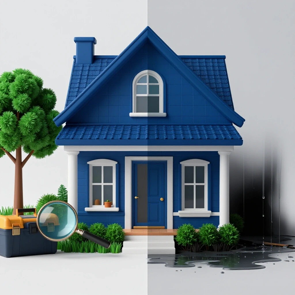A contrasting image showing a vibrant, well-maintained home environment on one side and a water-damaged corner on the other, symbolizing plumbing issues.