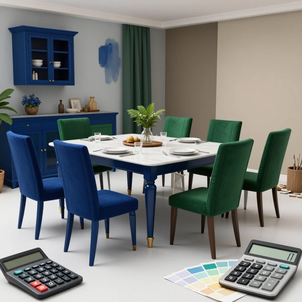 Visual contrast between a beautifully remodeled dining room and a cluttered space, illustrating budget-friendly transformation with accessories.