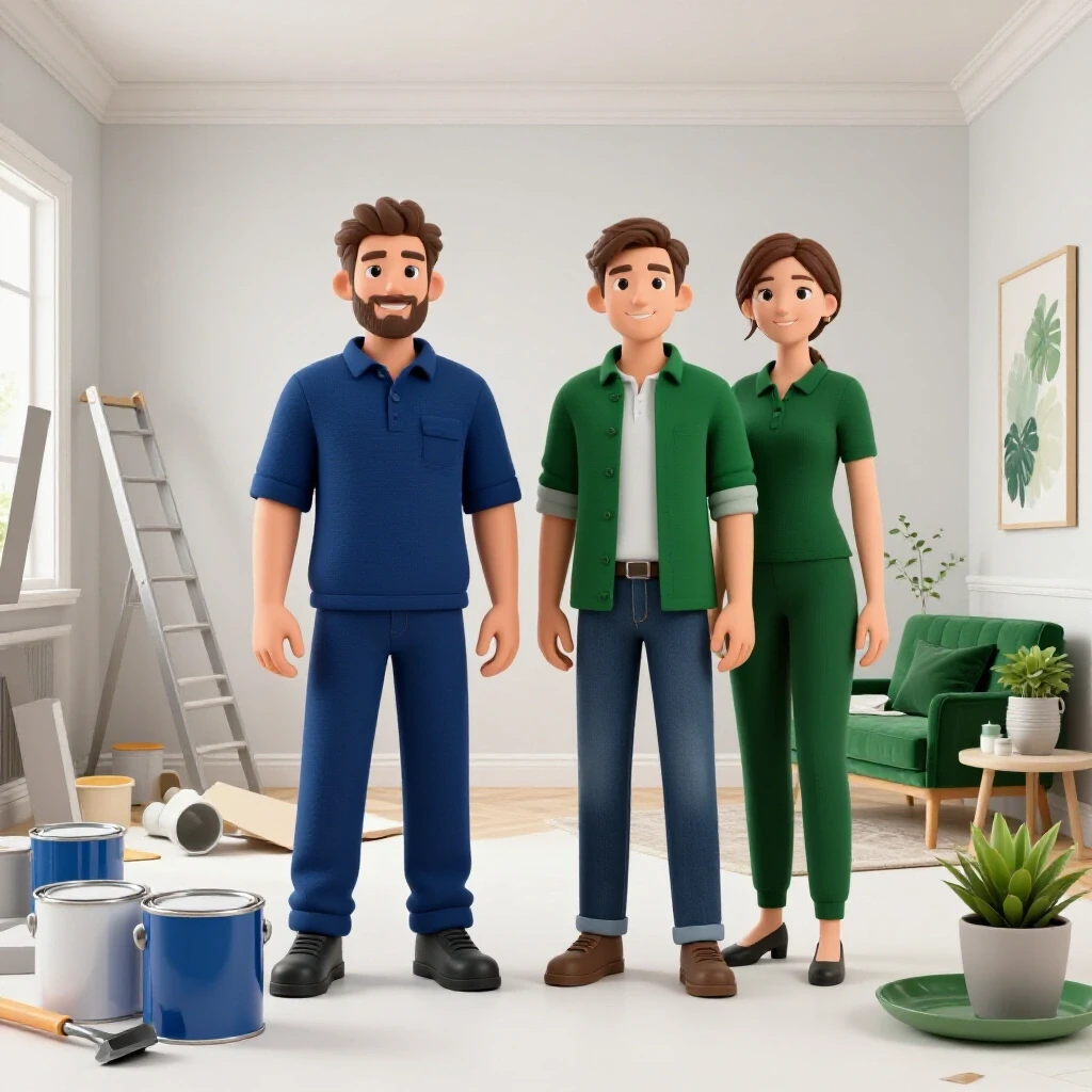 A split image showing a chaotic home renovation scene on the left and a serene organized space on the right, highlighting DIY contrasts.