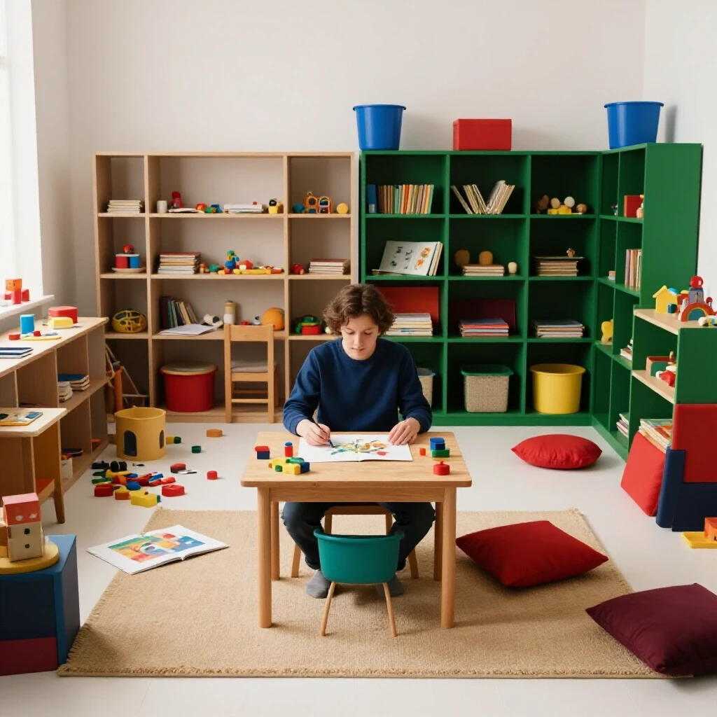A split image showing a chaotic playroom contrasting with an organized playroom, highlighting effective zoning.