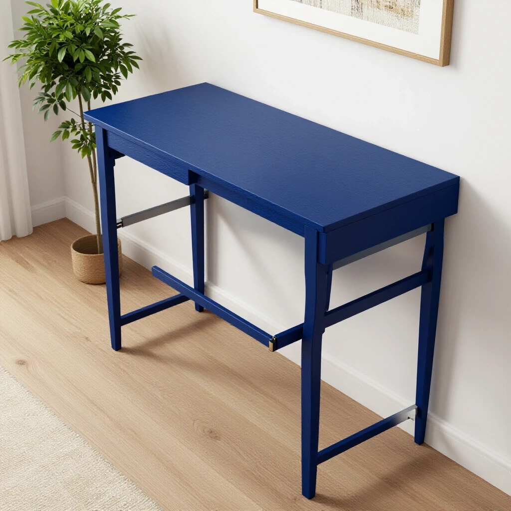 A fold-out entry table showcasing functionality in a bright entryway, surrounded by decorative elements for a stylish look.