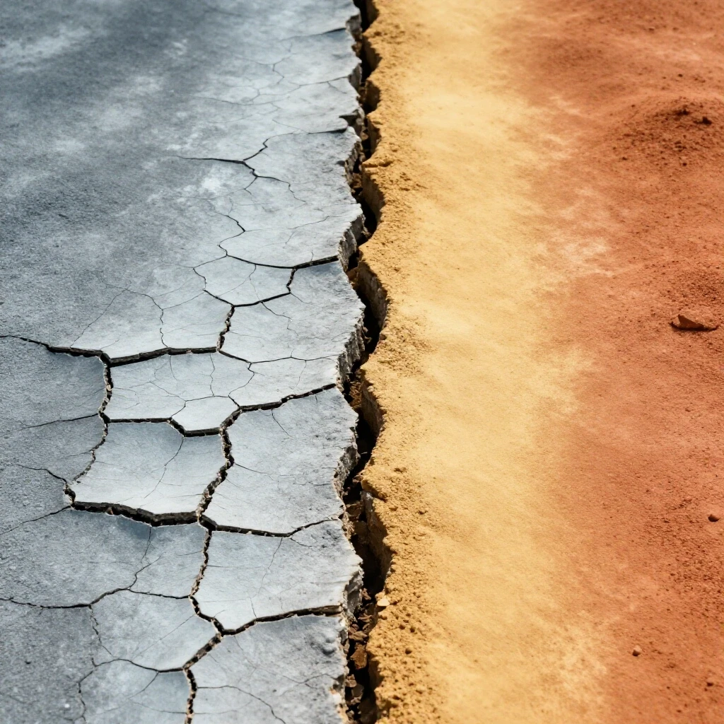 Split image of a cracked foundation contrasting with a beautifully restored section showing the transformation.