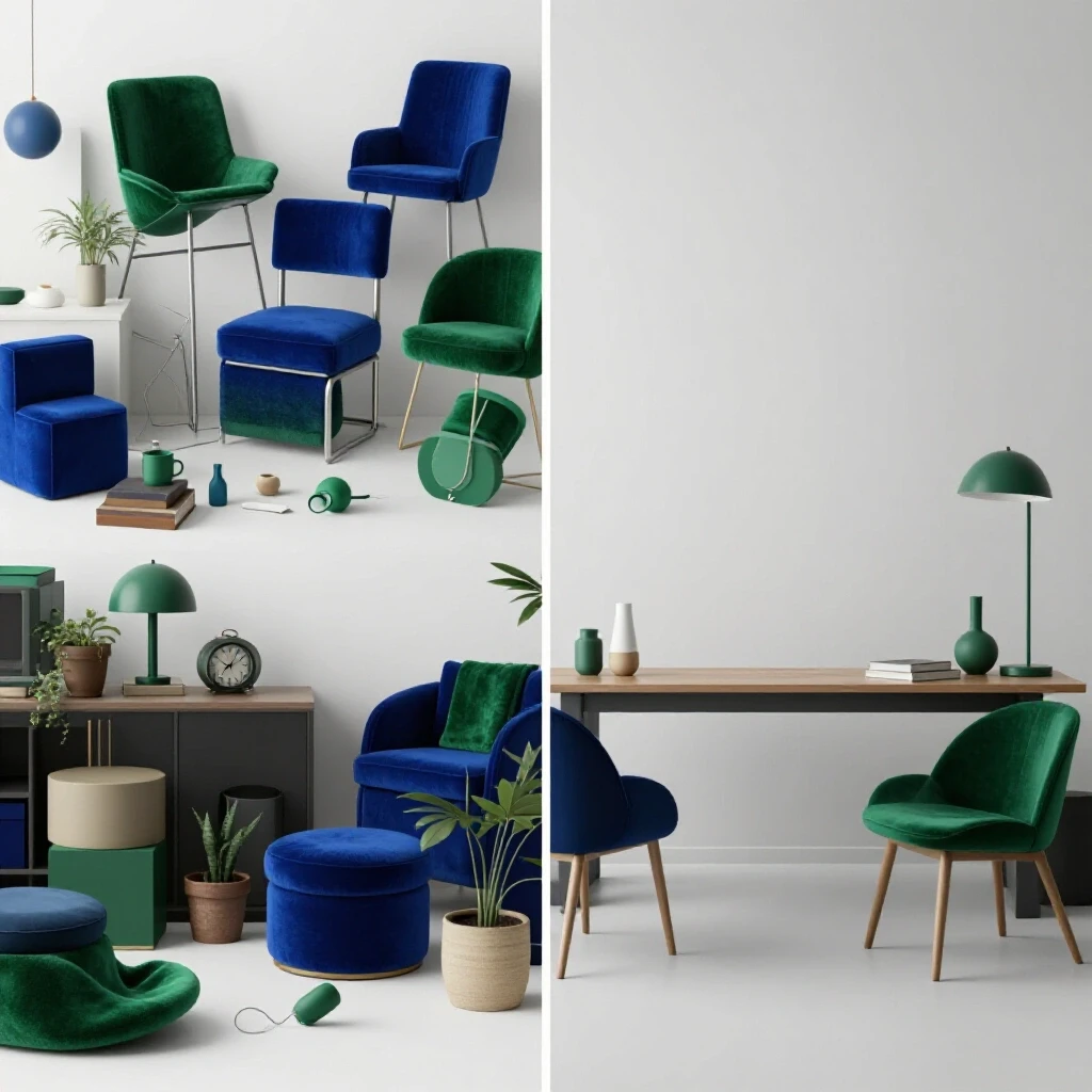 Contrast between a chaotic cluttered room and a minimalist stylish decor space, highlighting home design choices.