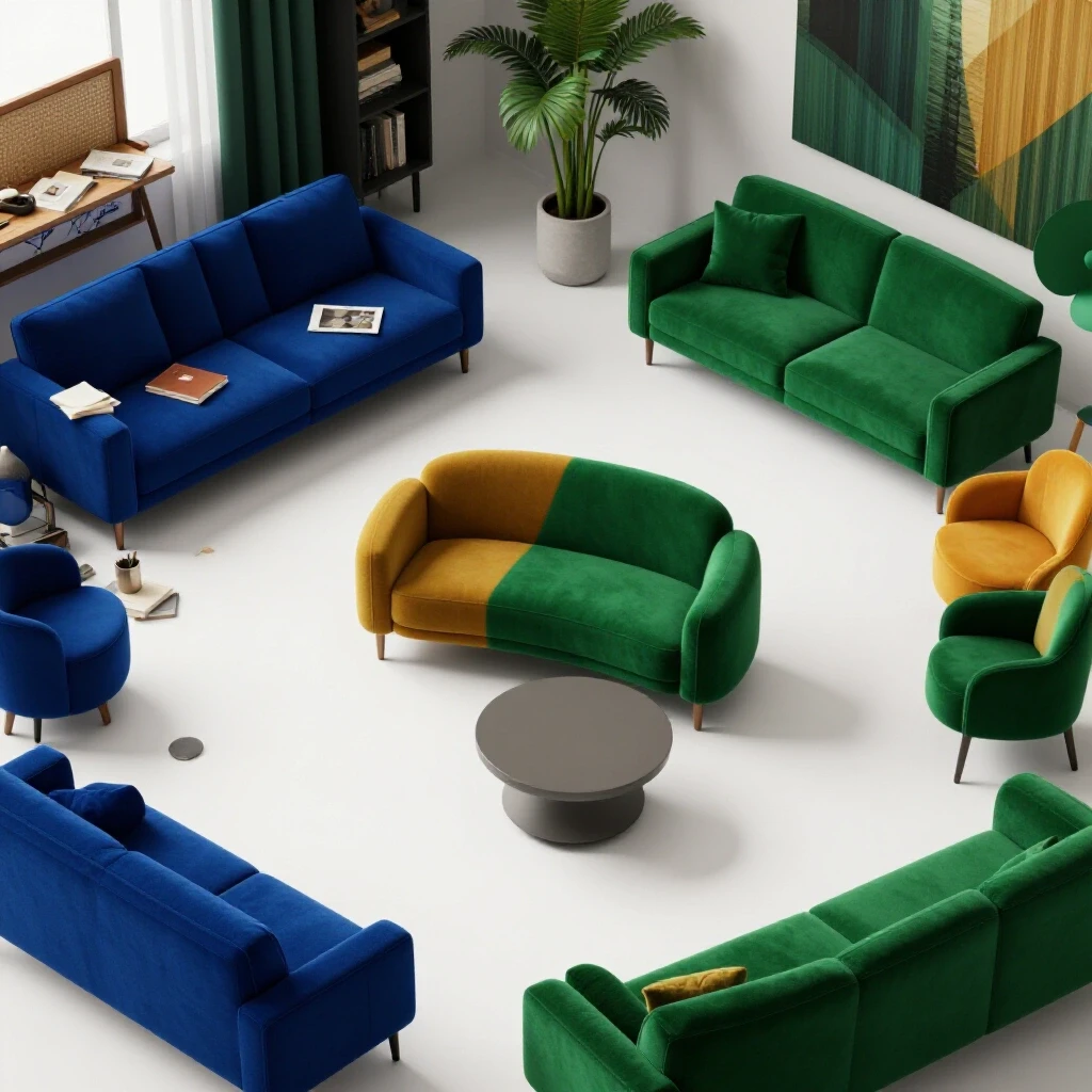 A vibrant living room transformation showcasing a cluttered layout transitioning to an open, inviting space with enhanced flow.