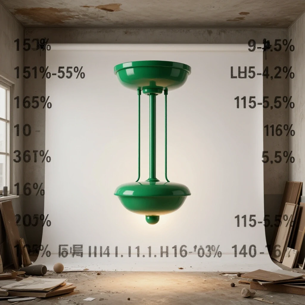 Elegant emerald green modern light fixture against a white background, suggesting home improvement contrast.