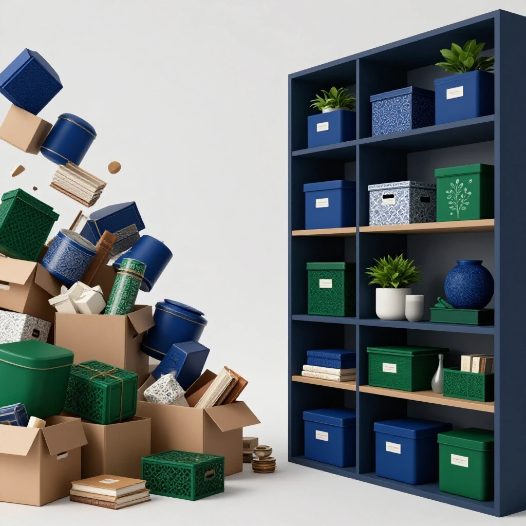 A striking image contrasting a chaotic cluttered area with an organized and serene space, highlighting home organization.