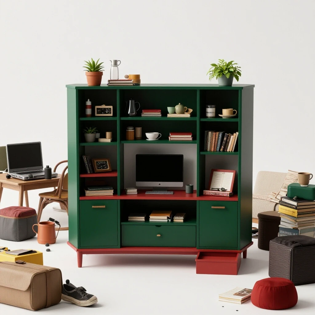Visualization contrasting a well-organized small living space with a chaotic one, emphasizing comfort and clever storage solutions.