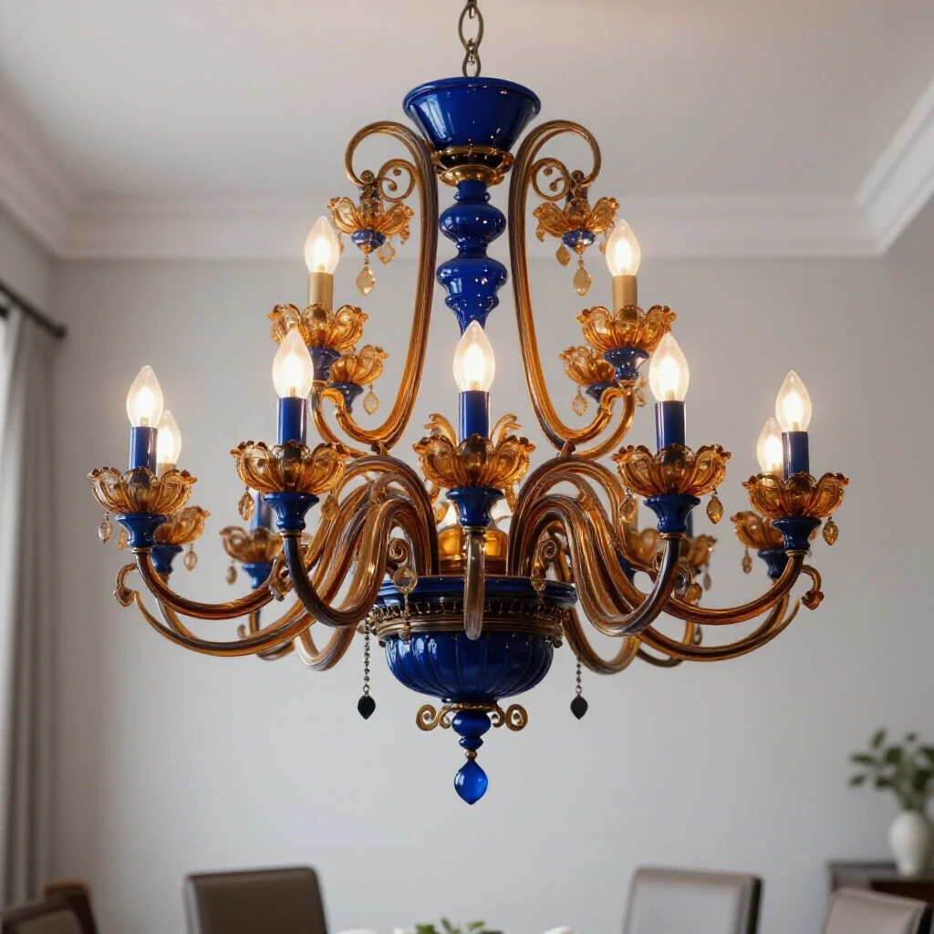 A beautifully styled dining room showcasing an oversized chandelier in a bright, inviting space.