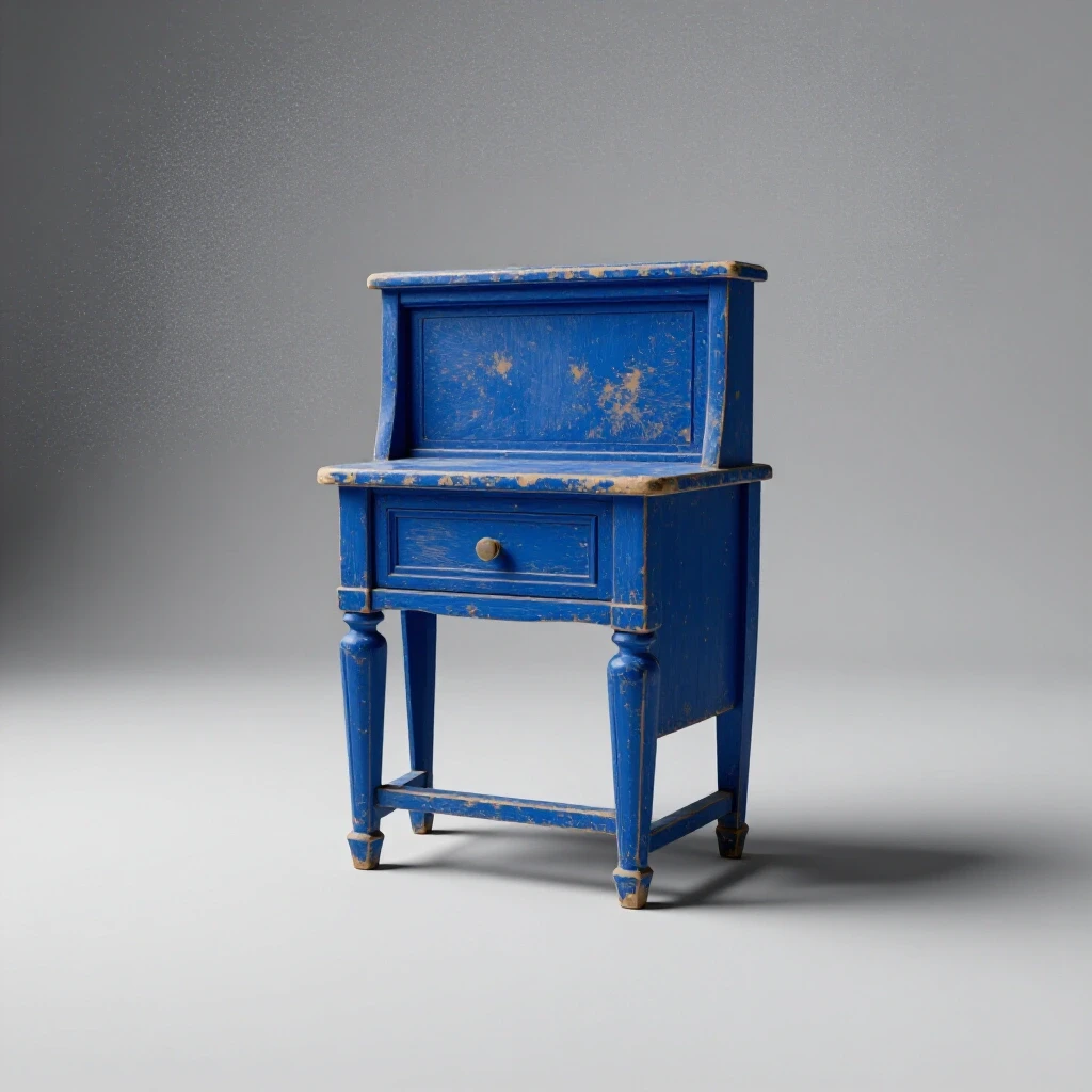 A beautifully restored piece of used furniture surrounded by fading dirt and grime, symbolizing the cleaning process.