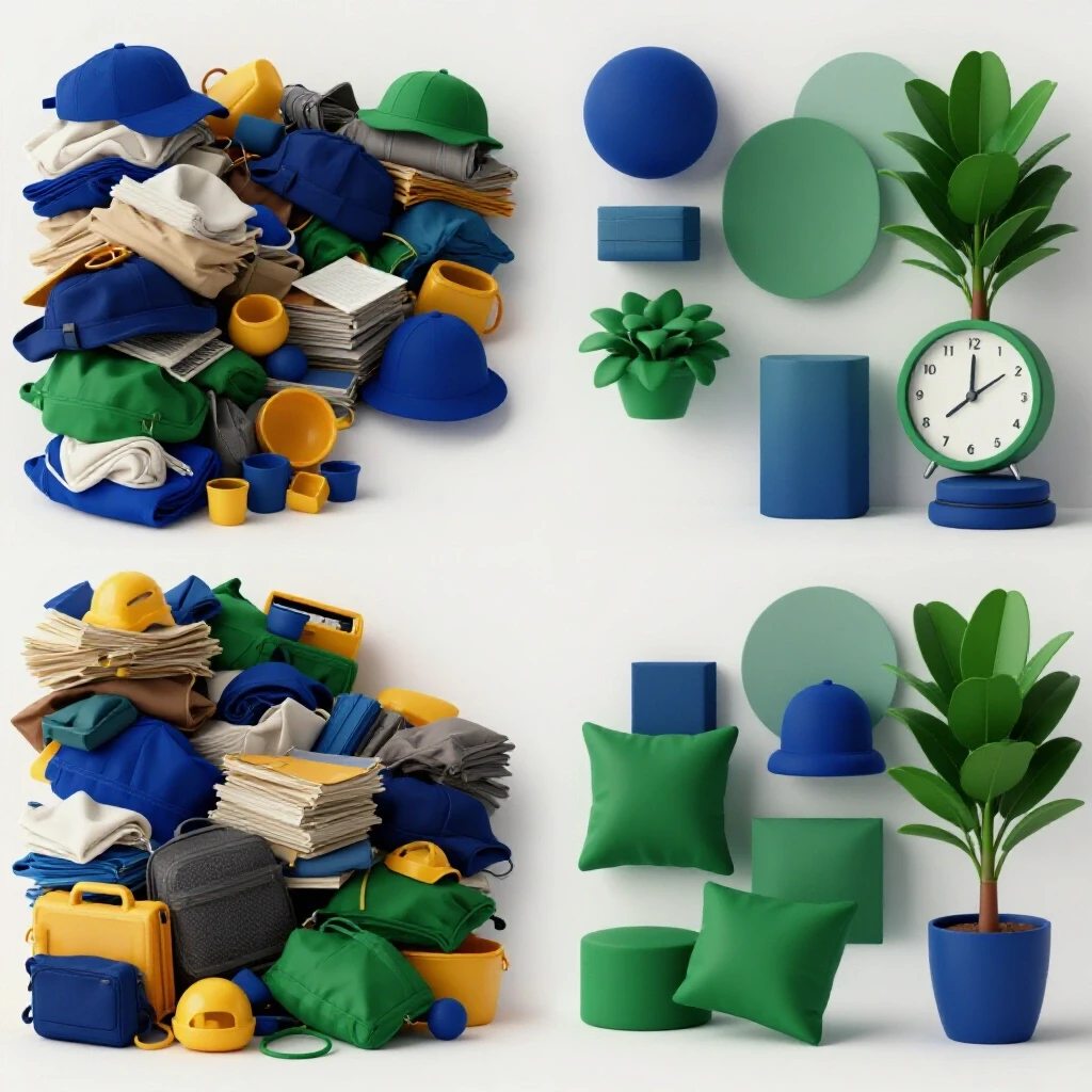 A split image showing a cluttered space on the left and a serene organized area on the right, emphasizing decluttering for better habits.