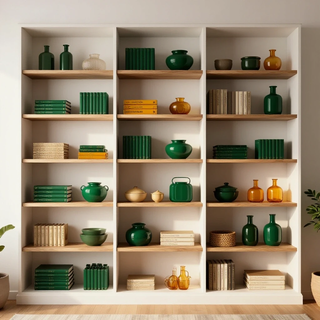 An inviting living space featuring open shelves with neatly arranged items showcasing decluttering strategies without bins.
