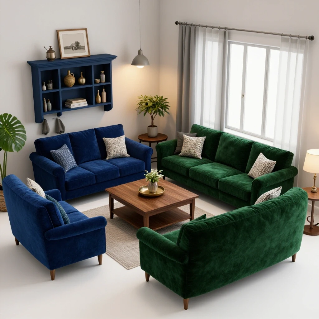A beautifully renovated living room with a cozy seating area contrasted by a stark before state corner, showcasing vibrant colors and textures.