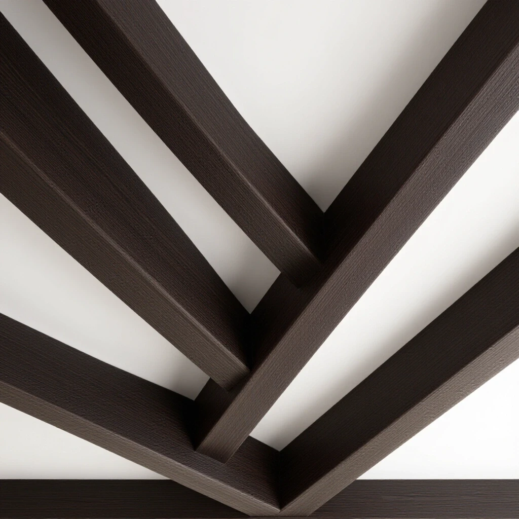 Richly textured dark faux ceiling beams displayed against a bright studio background, showcasing home improvement potential.