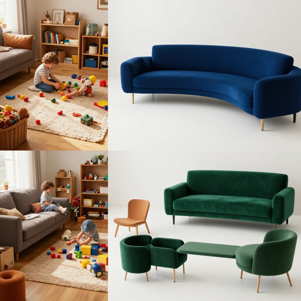 Dynamic split-screen of a cozy, cluttered home versus a spacious, organized layout illustrating family space planning.