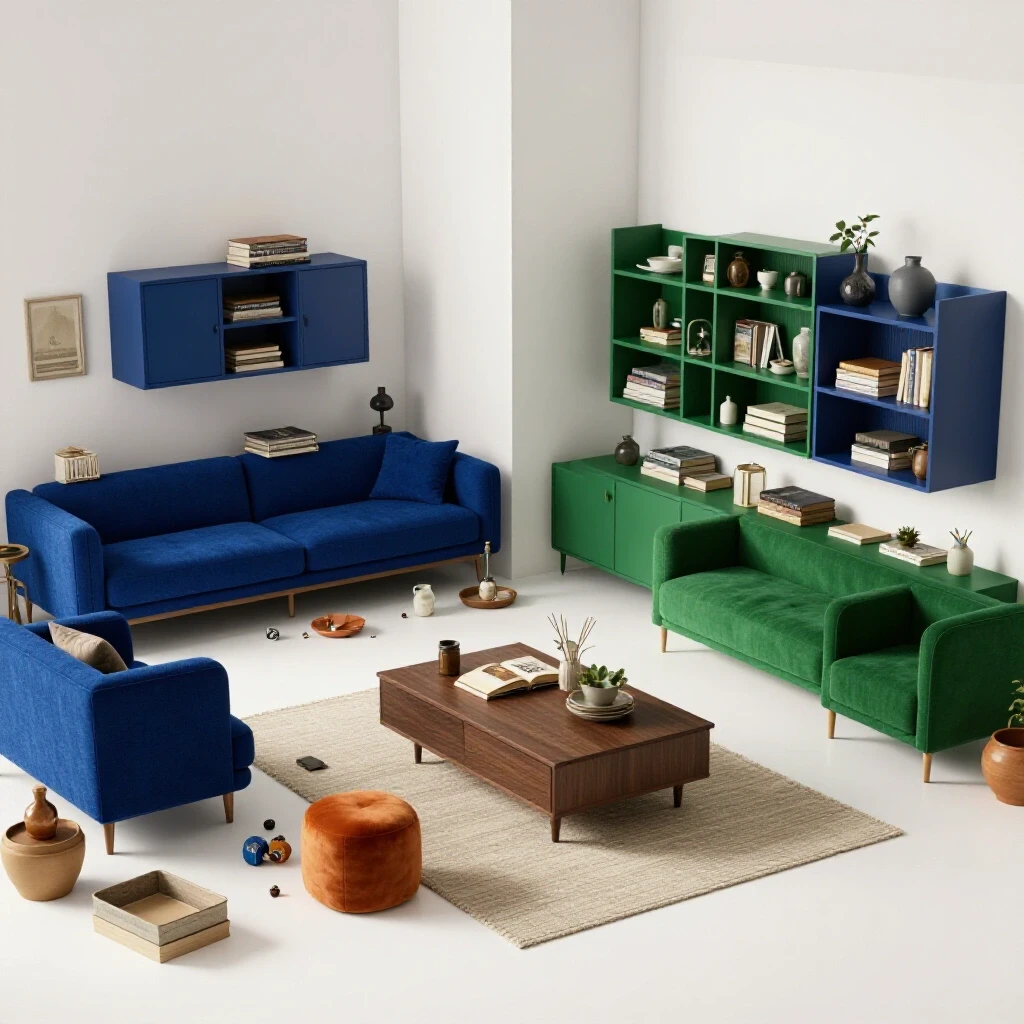 A visual comparison of an organized and a chaotic home interior, emphasizing effective space management for large homes.