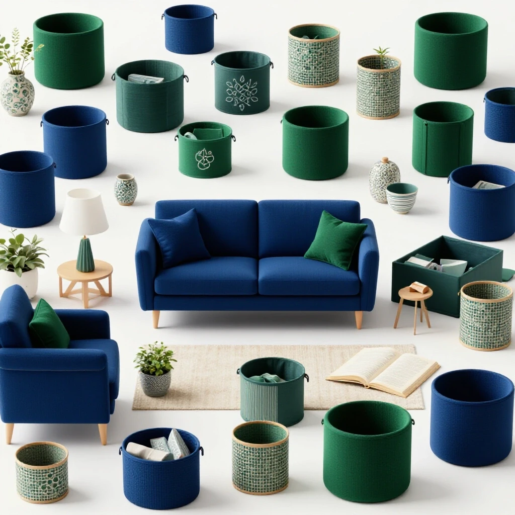 A beautifully organized family living room demonstrating a before-and-after effect with contrasting clutter.