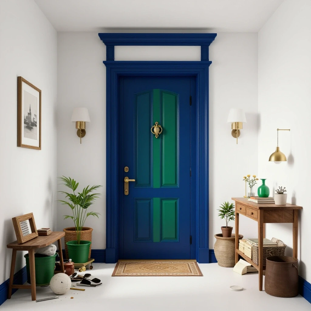 A stunning entryway transformation showing a modern design contrasted against a cluttered old entryway, inviting viewers to explore renovation ideas.