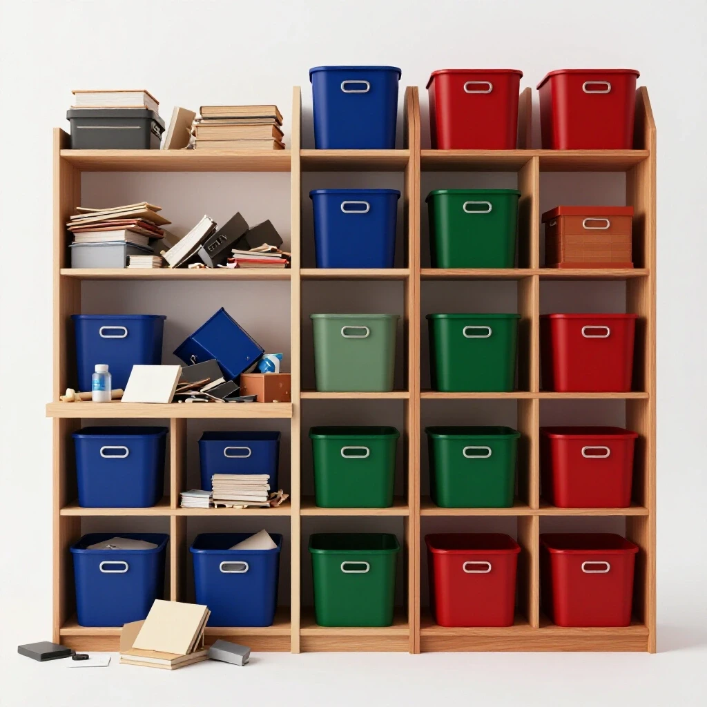 A visually striking comparison between a cluttered room and an organized space, emphasizing home organization transformation.