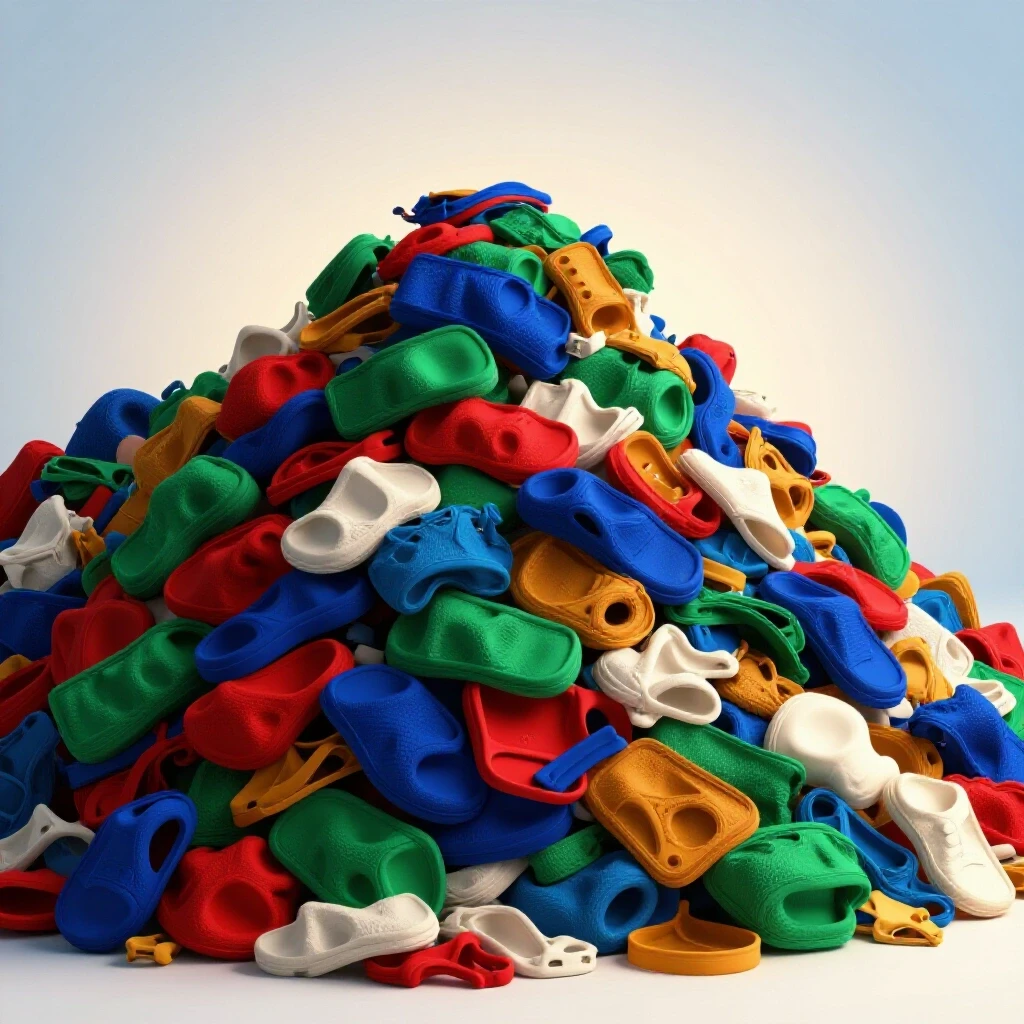 A vibrant pile of colorful decluttering items on one side contrasted with a serene organized space on the other side.