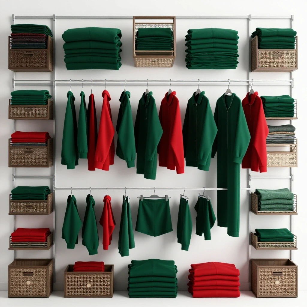 A beautifully organized laundry room with a vibrant drying wall and neatly hung clothes for enhanced style and efficiency.